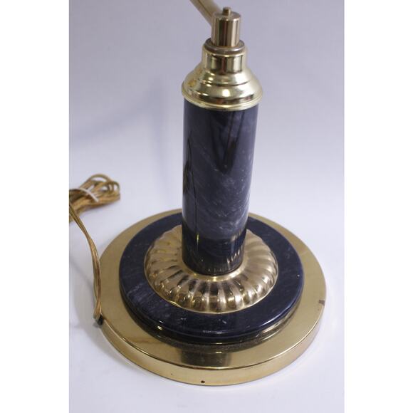Brass Swivel Desk Lamp with Green Marble, Vintage, Retro, Art Deco - Picture 2 of 5